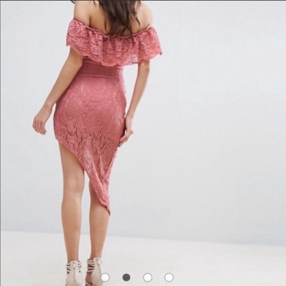 ASOS Dresses & Skirts - Asos Asymmetric Hem Lace Dress Dusty Rose